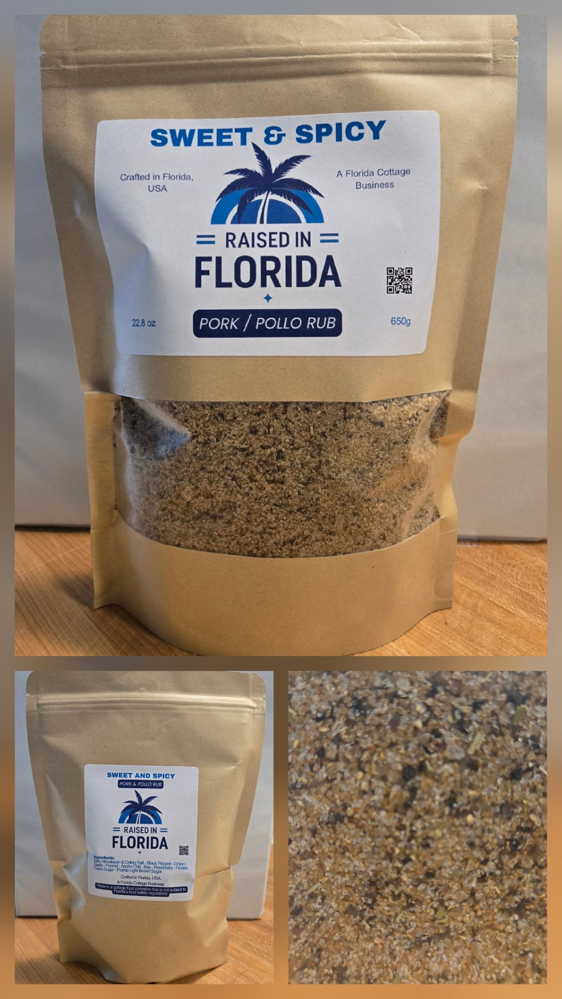 8) SWEET & SPICY PORK/POLLO RUB (22.8 oz)