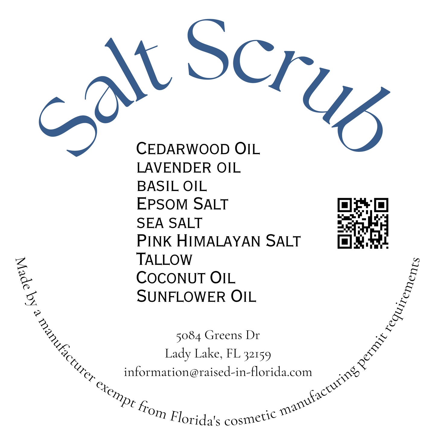 Handcrafted Salt Scrub | Cedarwood, Lavender, Basil — Free Shipping