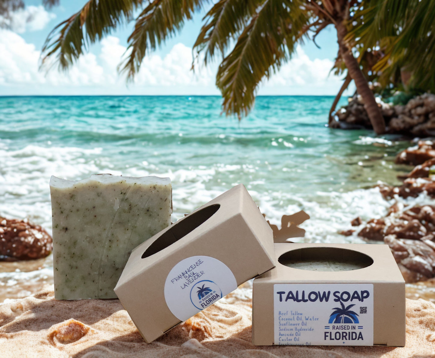 Handcrafted Tallow Soap | Frankincense, Basil & Lavender Scent — Free Shipping